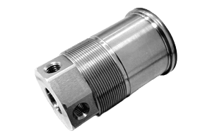 Metal hydraulic hose fitting, two threaded ports